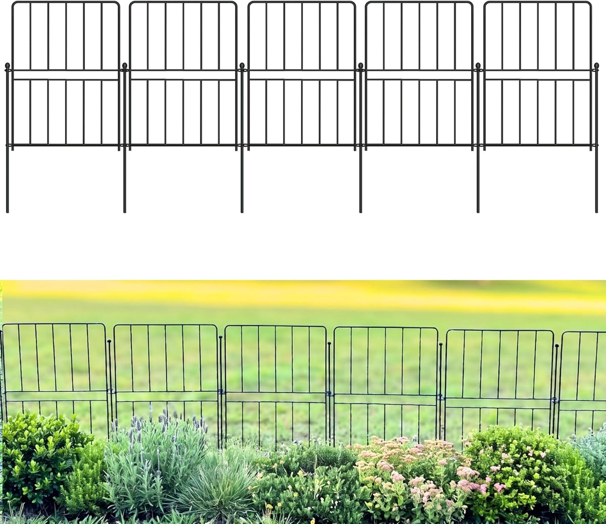 shoplala garden fence (20 panels) 12.5inx16.5in black metal, main product view