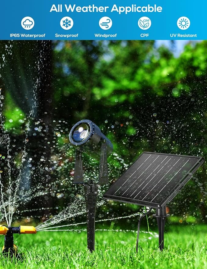 ZYAN Solar Landscape Spotlights Outdoor, Auto On/Off & IP65 Waterproof, LED Spot Lights for Garden, Pathway, Tree, Yard Warm White/RGB Color (Multi-Colored, 4 Pack)