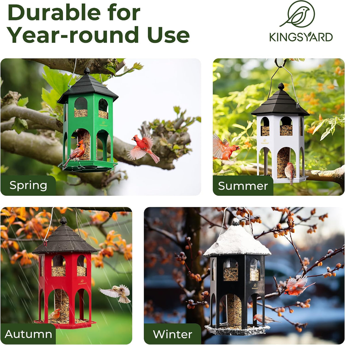 kingsyard metal bird feeder for outdoor hanging, wild, package contents
