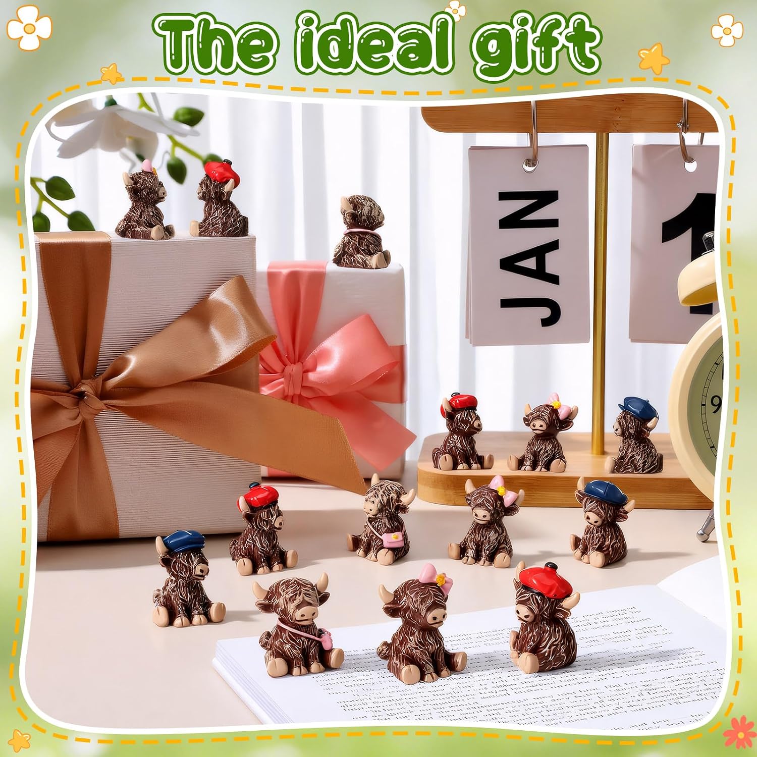Weysat 40 Pcs Mini Highland Cow Figurines, Tiny Resin Farm Animals for DIY | Cute Miniature Highland Cow Statues, Small Cows to Hide, Garden Accessories Decor, Micro Craft, for DIY Outdoor Landscape