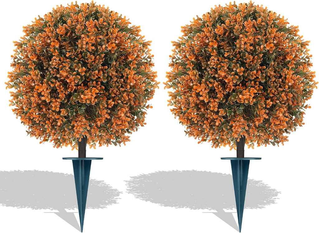 grooy artificial boxwood topiary ball trees with ground, main product view