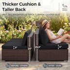 NICESOUL Outdoor Patio Furniture Set with Fire Pit Natural Gas/Propane, 29.3'' High-Back XL Large Conversations for Exteriors, 9-Seater Wide Deep Seating Rattan Sectional Sets, Brown and Black