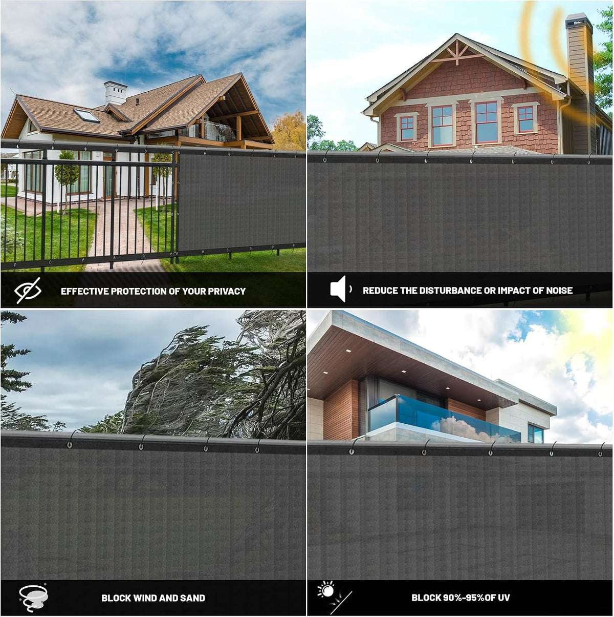 sunny guard 5' x 10' privacy fence screen, side view