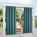NICETOWN 2 Panels Outdoor Curtains for Patio Waterproof & Windproof, Thermal Insulated Rustproof Top and Bottom Grommet Blackout Outdoor Curtain Drapes for Pergola, W52 by L95, Teal