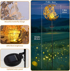ShangTianFeng Butterfly Lights Outdoor Decor - Moon & Bird SolaGardenLights Waterproof, Auto On/Off Pathway Lighting for Yard/Lawn/Patio, Handcrafted Metal Solar-Stake-Lights for Outside Decorations