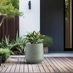 Kante 11.6" Dia Round Concrete Planter, Outdoor Indoor Large Plant Pots Containers with Drainage Hole and Rubber Plug for Home Garden Patio, Mint Green