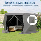 11.5x11.5FT 6-Sided Pop Up Gazebo Tent，One-Push Setup Canopy Tent with Mesh Panels & Removable Wind Cloths, Outdoor shelter for Camping, Backyard Parties, Outdoor Events - Grey