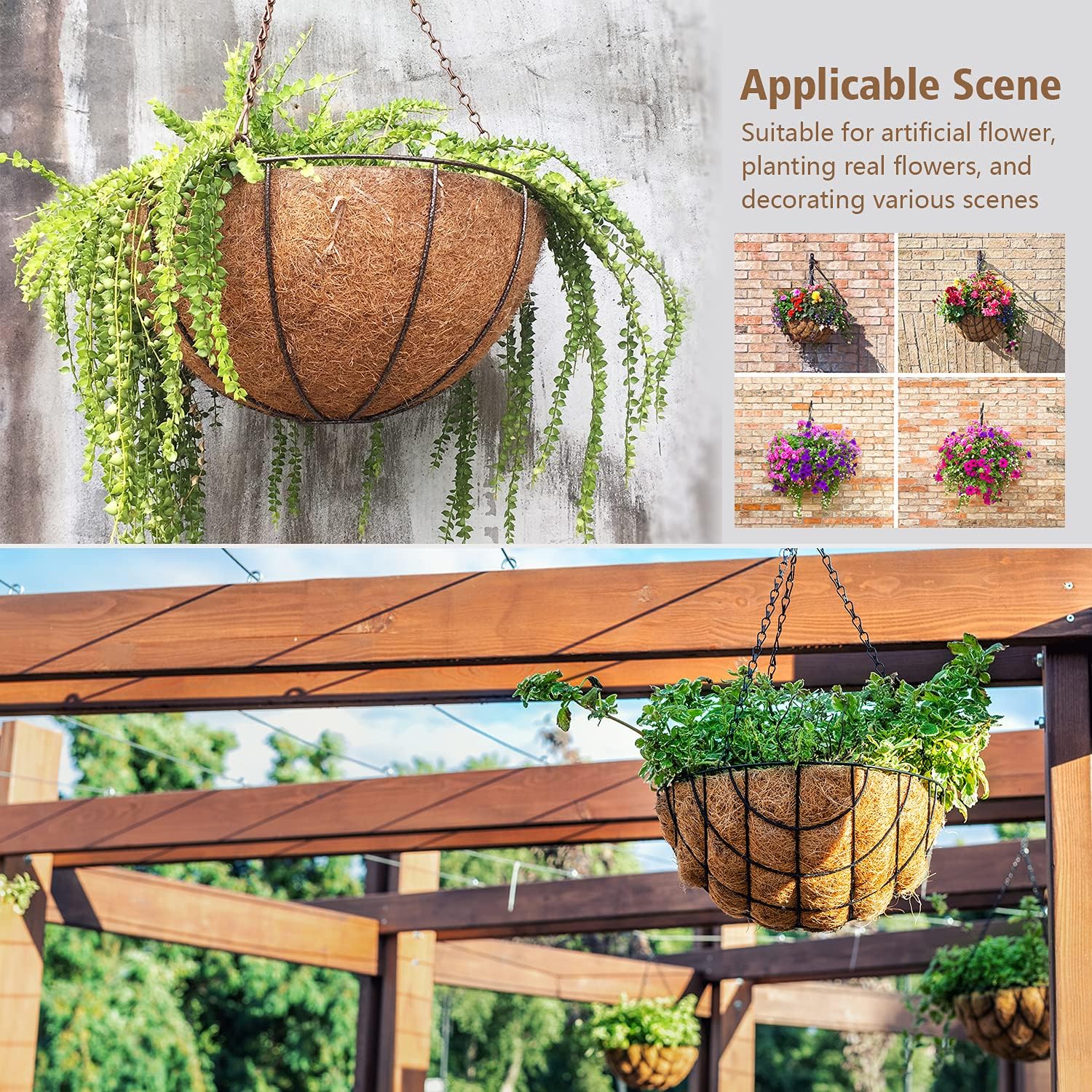 LAVEVE Coco Coir Liner Replacement for Plant Hanging Basket, 2 PCS 16 Inches Round Thick Coconut Fiber Liners for Garden Flowers Vegetables Pot, Box Planter | 100% Natural Round Thick Coconut Fiber Liners for Garden Flowers Vegetables Pot, Box Planter