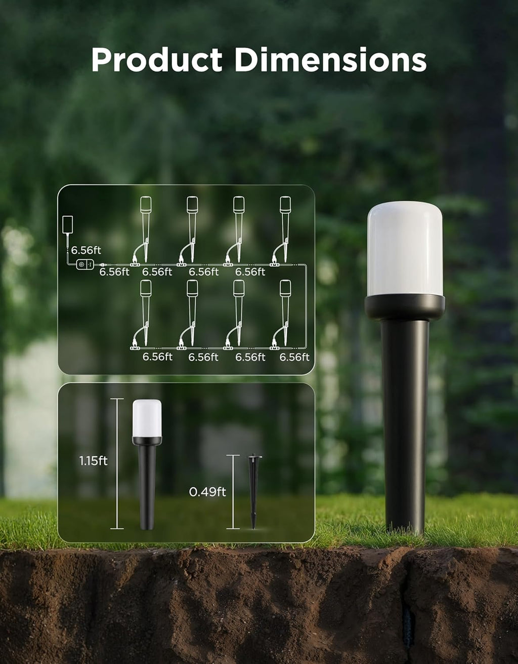 Govee Outdoor Cylinder Pathway Lights, 8 Pack, 425 Lumens, IP67 Waterproof | 60+ Preset Scene Modes, Outdoor Decor for Path, Patio, Garden, Lawn, Compatible with Alexa, Google Assistant, Matter