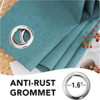 H.VERSAILTEX Linen Blackout Curtains 96 Inches Long 100% Absolutely Blackout Thermal Insulated Textured Linen Look Curtain Draperies Anti-Rust Grommet, Energy Saving with White Liner, 2 Panels, Teal