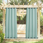 NICETOWN 2 Panels Aqua Blue Weighted Outdoor Curtains for Patio Waterproof, Rustproof Grommet on top & Bottom Windproof Cold & Heat Block Privacy Outdoor Blinds for Valley/Pool, W52 x L84