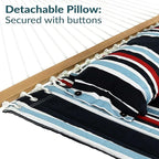 Sunnydaze Quilted Outdoor Hammock with Spreader Bars - Heavy-Duty 450-Pound Capacity Double Hammock for Outside - Nautical Stripe