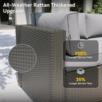Aoxun Patio Furniture Set with Fire Pit Table, 12 Piece Outdoor Sectional Sofas, 10 Seats Wicker Rattan Outdoor Furniture with Thickened Cushion for Backyard, Garden Light Grey