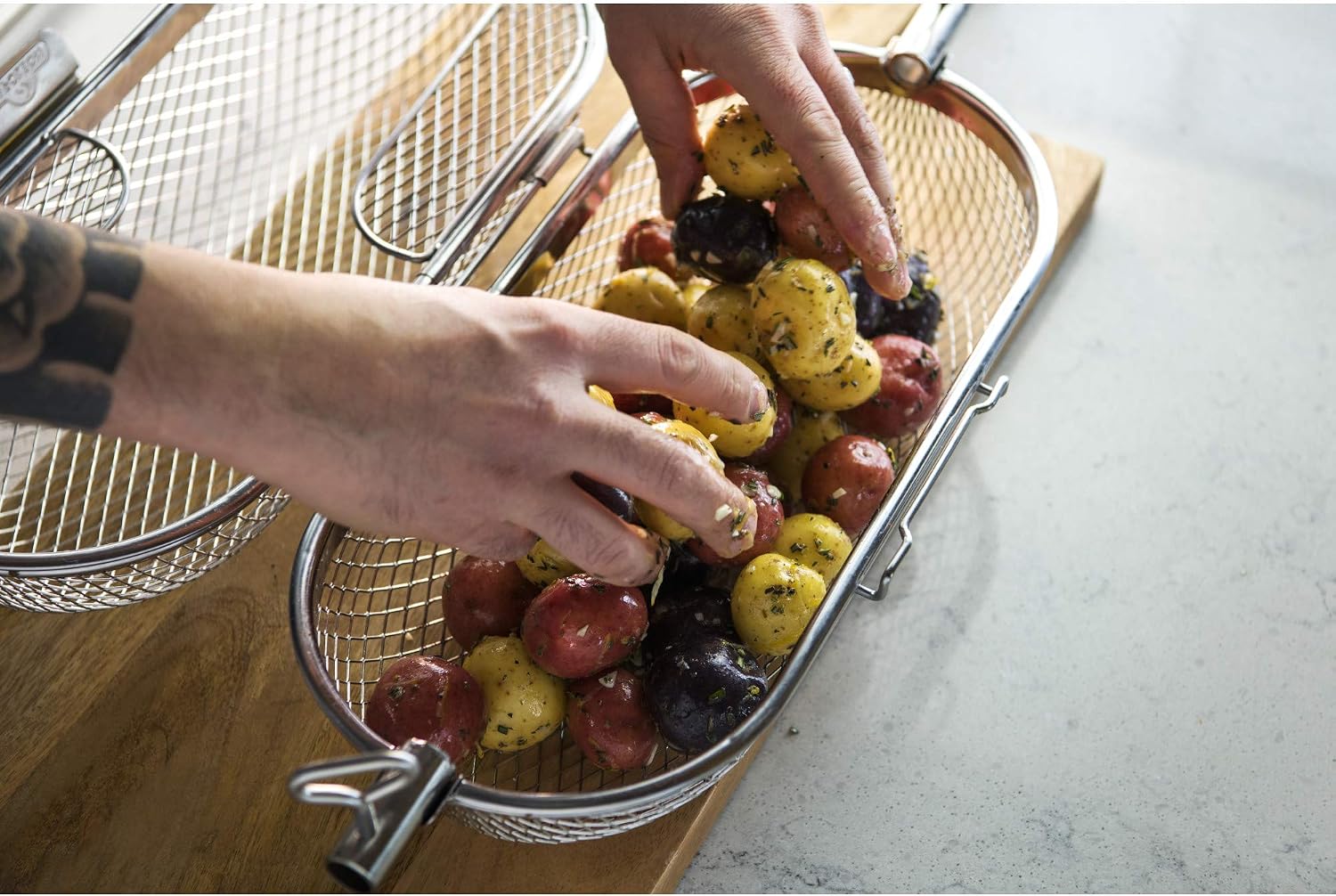 Napoleon Rotisserie Grill Basket - Stainless Steel, Fits Standard Spit Rods, Best For Wings, Fries And Roasted Veggies