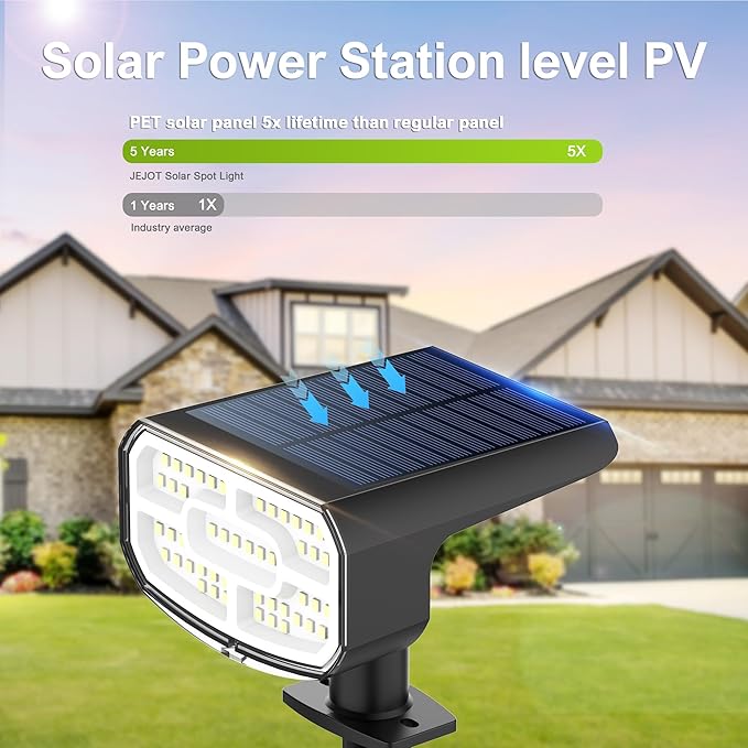 DAMINY Color Changing Solar Spot Lights 9 Lighting Modes, Outdoor Waterproof IP65,Multicolor RGB Christmas Spotlight for Gardens, Porches, Landscape, Yard Deconrations-4 Pack