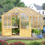 lynslim 8 x 8 ft outdoor wooden greenhouse, main product view