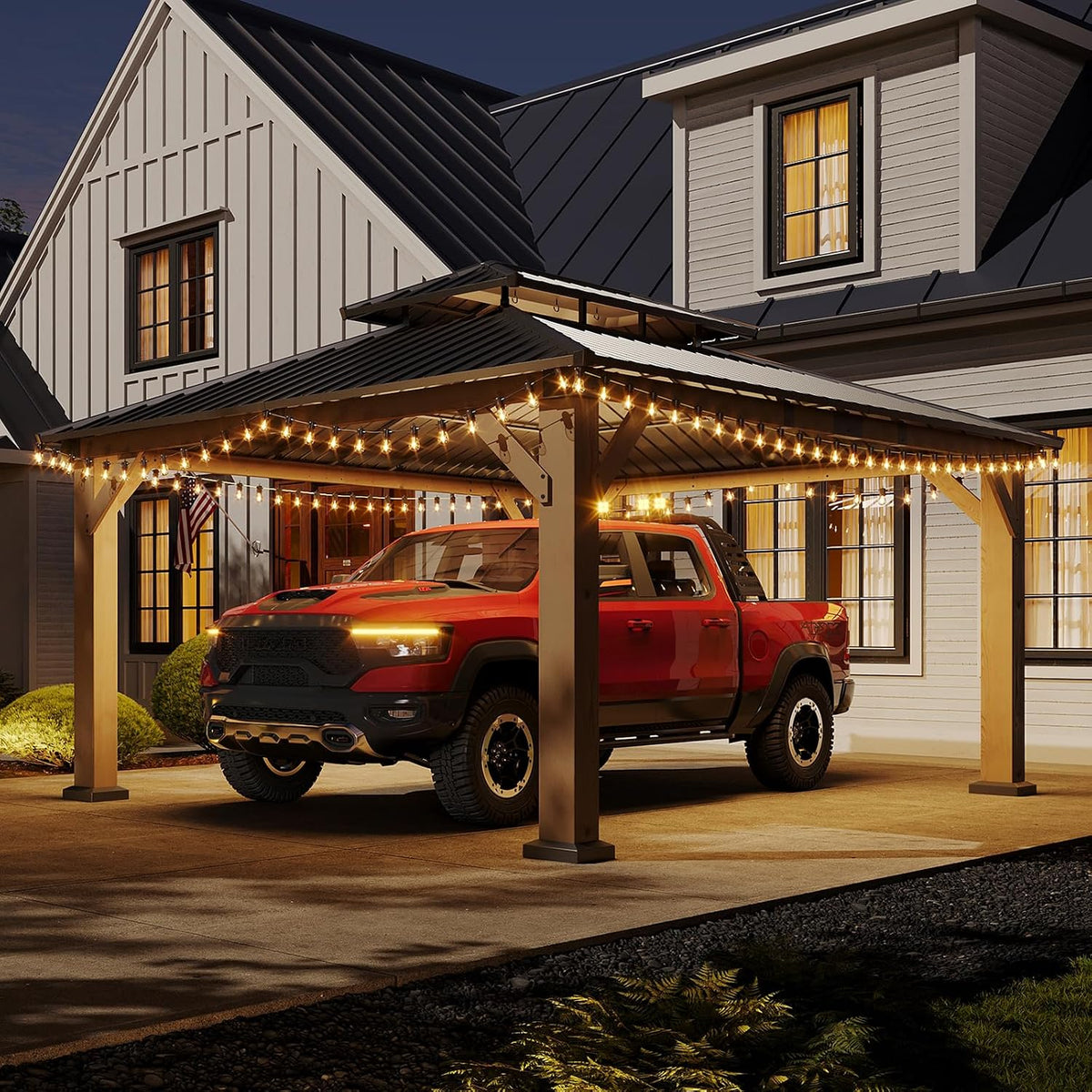 aoxun 12x16 ft heavy duty cedar wood carport, view 10
