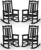 Ciokea Oversized Outdoor Rocking Chairs Set of 4, 380lbs Heavy-Duty Large Patio Rocker, High Back Cozy Porch Chairs, Weather Resistant Patio Rocking Chairs for Outside, Fire Pit, Deck, Black