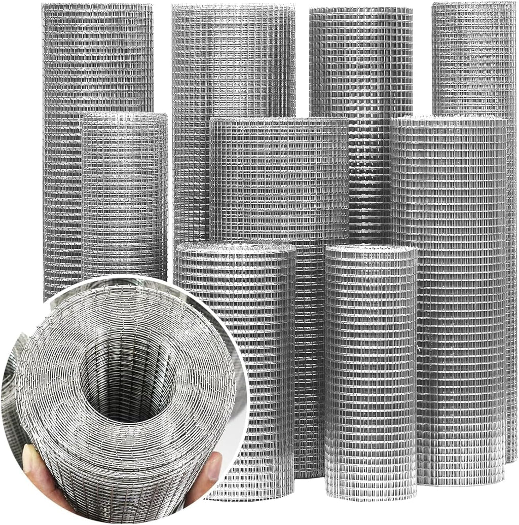 Hardware Cloth 1/4 inch 12" x 10 ft, Galvanized 23 Gauge Wire Mesh | Welded Wire Fence Roll For Chicken Coop Wire, Rabbit Cage Wire, Poultry and Animal Cage Netting Screen