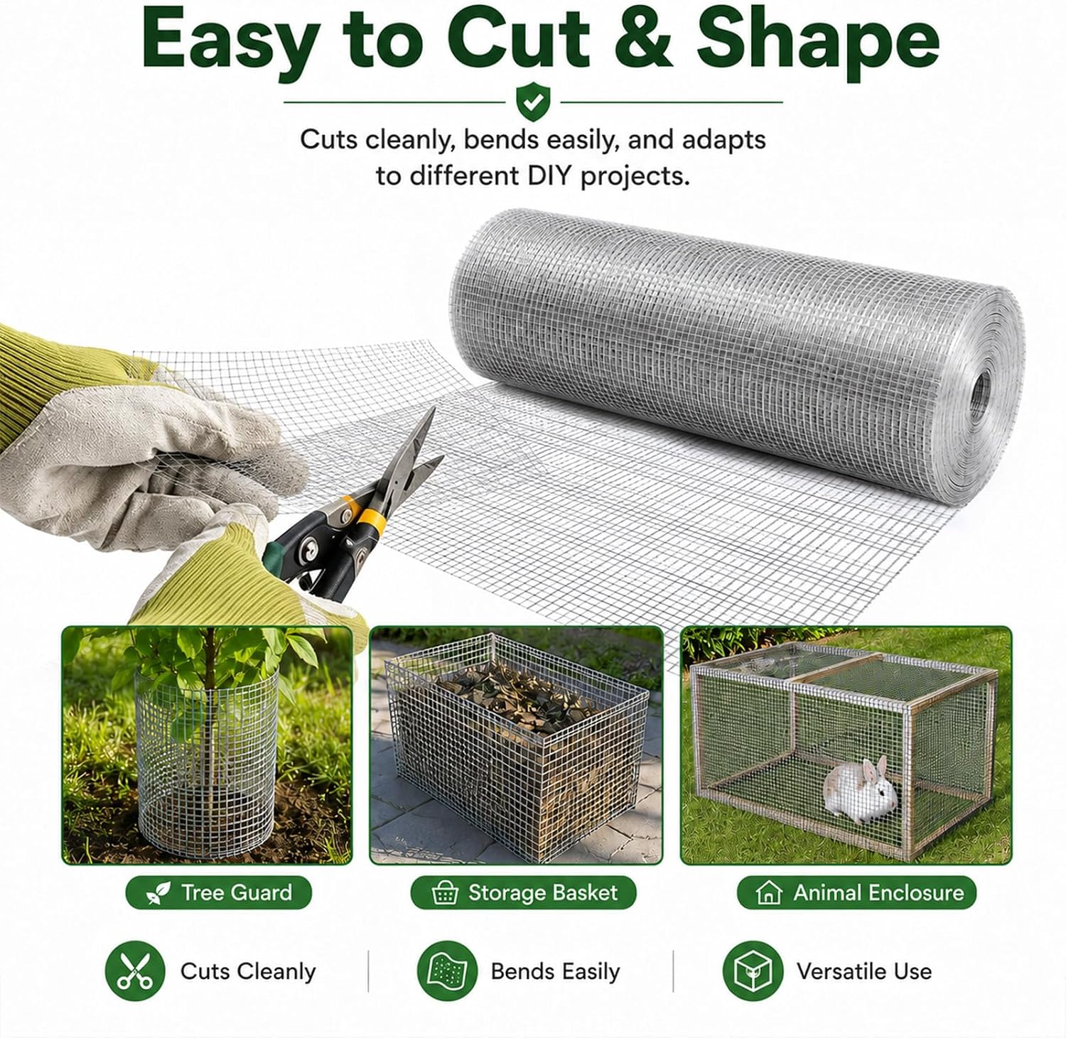 Hardware Cloth 1/2 in. x 4 ft. x 100 ft. 19-Gauge | Wire Mesh Roll, Chicken Wire Fencing, Gopher Wire, Garden Fencing, Chicken Wire Fence Roll, Tree Guard
