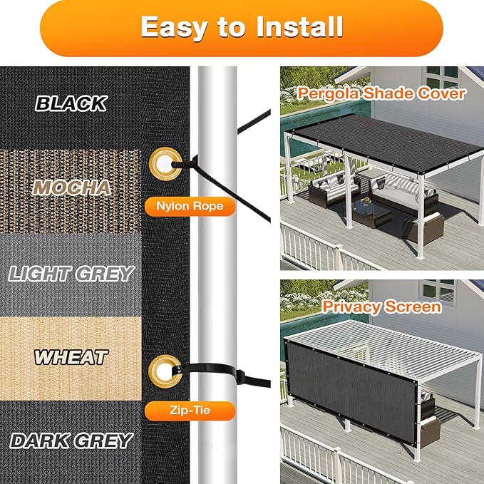 Artpuch Outdoor Pergola Shade Cover 7x24 FT Sun Shade Cloth with Grommets Dark Grey 90% UV Protection Canopy Patio Privacy Screen (Customized Available)