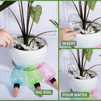 4 Pcs Plant Watering Globes Self Watering Planter Insert Plants Top Fill Water Device Plastic Water Bulbs Slow Release Terracotta for Plants, Green