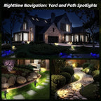 Spotlight Outdoor – 120V Plug-in, 2700K Warm White LED Landscape Spot Lights with RGB 3 Lenses for Yard, Garden, Lawn&Tree Decor, IP67 Waterproof, Perfect for Holidays&Everyday (4 Pack, Green)