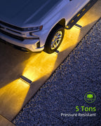 DetarZinLED Solar Step Lights, 12 LEDs 2-Sided Glow, IP68 4 Pack Warm White | IP68 Waterproof, Solar Powered, Auto ON/OFF, Stick on, Sturdy Polycarbonate Shell, for Outdoor Dock, Deck, Flat, Stair, Porch