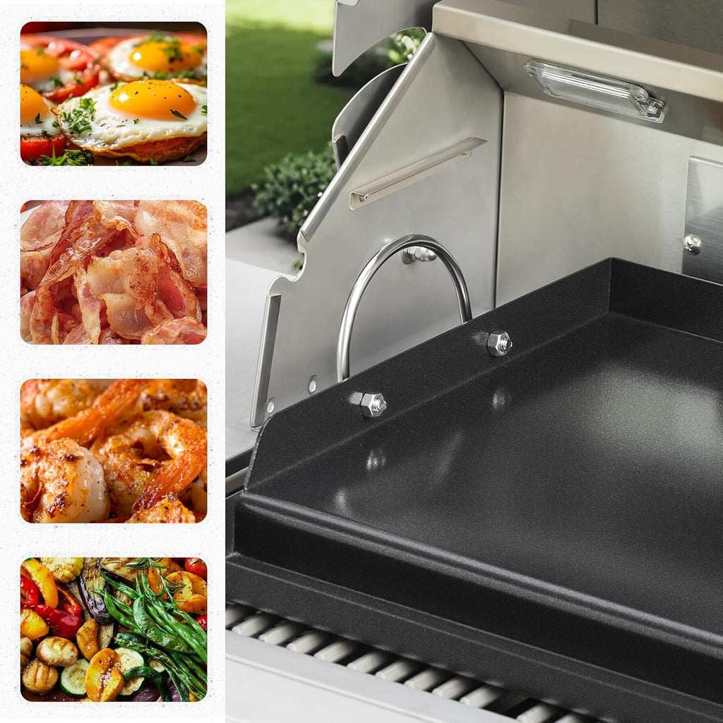 Onlyfire Universal BBQ Griddle with Handles for Most Grills, Ceramic Coated Non-stick Flat Top Griddle for Outdoor Cooking, 18"L x 12.6"W x 2.8"H " | Ceramic Coated Non-stick Flat Top Griddle for Outdoor Cooking