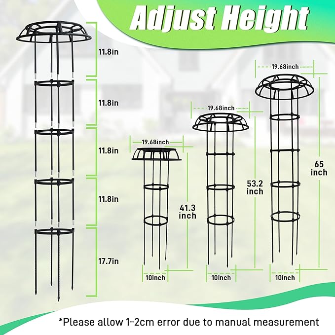 Garden Trellis for Climbing Plants Outdoor, 53 Inch Mushroom Top Trellis for Climbing Plants, Plant Trellis Support for Potted Plants Climbing Vine Rose Clematis Vegetable Trellis, 2 Pack