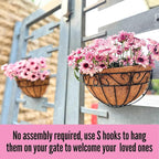 LaLaGreen Wall Hanging Planters, 6 Pack, 12 Inch Balcony Flower Baskets with Coco Liner Outside, Outdoor Vertical Garden, Fence Pots Holder Half Round Semi Circle Rail Railing Deck Porch Balcony Patio
