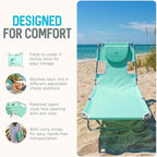 Ostrich 4-Position Outdoor Chaise Lounge w/Face Cushion & Arm Holes, Teal - Lightweight Folding Lounger w/Adjustable Reclining Backrest, Portable w/Carry Strap, 250 lb Weight Capacity