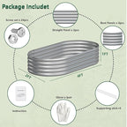 4x2x1FT Galvanized Raised Garden Bed Kit,Vegetable Boxes-Oval Metal Flower Box,Large Planter Raised Beds Outdoor Garden for Planting,Fruit,Herb-Silver