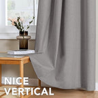 H.VERSAILTEX Linen Curtains 100% Blackout Curtains for Bedroom 84 inch Long Full Light Blocking Nature Linen Blended Window Curtains for Living Room Nickel Grommet (2 Panels, Heathered Dove)