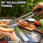 Alpha Grillers Grill Tools Set, BBQ & Grilling Accessories Outdoor Utensils | Heavy-Duty Stainless Steel Spatula, Fork, Brush & Tongs, Great BBQ Gift for Men