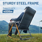 Timber Ridge Oversized Folding Rocking Camping Chair, Padded Outdoor Rocker with High Back, Portable Outdoor Chair for Patio, Garden, Lawn, Supports up to 400 lbs, Blue | Foldable Padded Outdoor Rocker with High Back, Portable Outdoor Chair for Patio