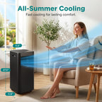 serenelife 10,000 btu portable air conditioner, 115v compact shown in use