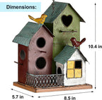 Large Bird Houses for Outside with 3 Compartments for Birds to Nest in | Metal Bird Houses for Outside with Easy Clean Back Doors