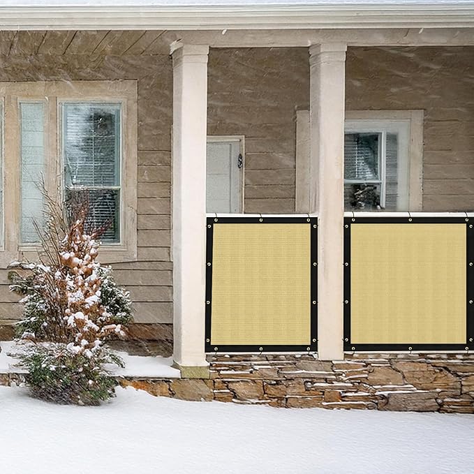 UPGRADE Privacy Screen 4' x 25' Fence Commercial Shade Cover with Brass Grommets Heavy Duty Perfect for Outdoor Back Yard, Sand, Customizable