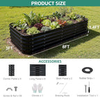 5 in 1Galvanized Raised Garden Bed - 8x3x1.4ft Modular Garden Planter Bed Outdoor | Steel Raised Bed Kit with Bracing Rods, Gloves for Gardening Vegetables Fruits and Flowers (Gray)