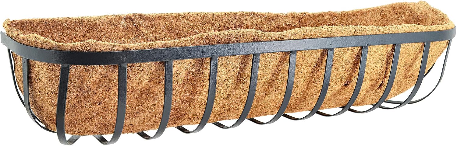 Arcadia Garden Products Hanging Window Basket Metal Trough, 36-inch