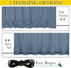 NICETOWN 2 Panels Outdoor Curtains for Patio Extra Wide 84", Waterproof & Windproof Grommet & Back Tab Fixed Top and Bottom Sun Blocking Privacy Drapes with Rope for Gazebo, Stone Blue, W84 x L108