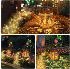 2 Pack Solar Lanterns Outdoor Waterproof,Hummingbird Watering Can Garden Decor,Hanging Solar Path Lights Yard Art,Outside Patio Decorations Gardening Christmas Gifts for Mom Grandma Women (Warm White)