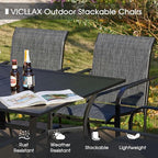 VICLLAX Patio Table and Chair Set of 10, All Weather Metal Round Outdoor Dining Furniture Set-59.9" Round Outdoor Table and Chairs, Grey Tabletop