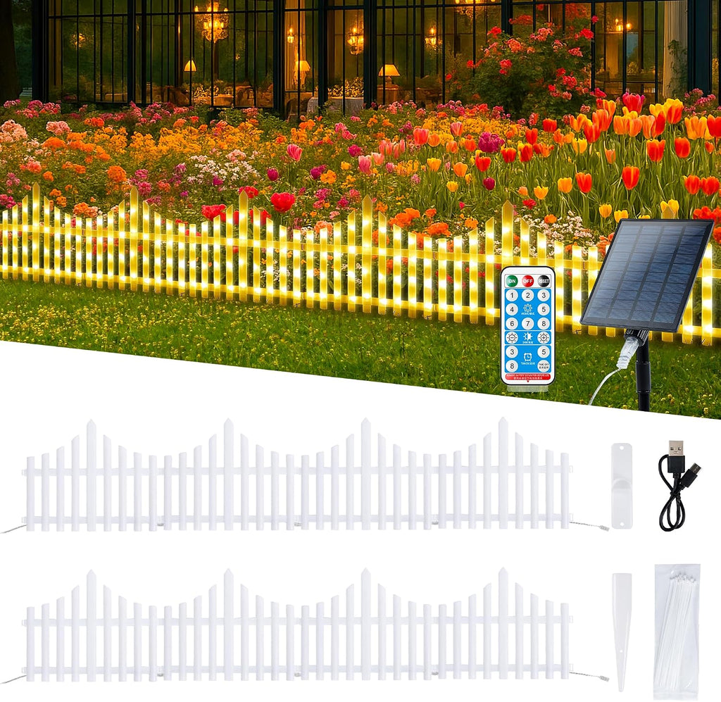 hopolon 8 pack lighted garden fence, 11.1in (h), main product view