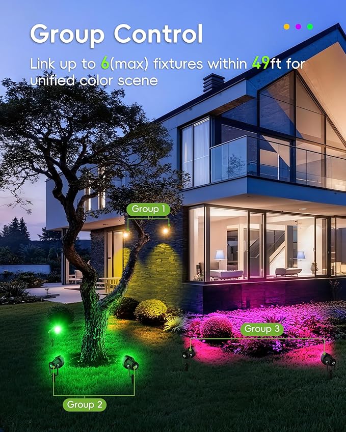 CORESLUX Christmas Smart Spot Lights Outdoor, Color Changing Warm White Landscape Lights with APP and Remote Control, Spotlight Waterproof for Garden Yard Patio Landscape