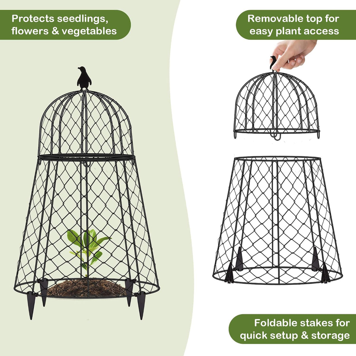 garden cloches for plants, 13" d x 20", side view