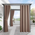 RYB HOME Patio Outdoor Curtains - Waterproof Outdoor Curtains Waterproof Privacy Shade Sun Light Block Insulating Drapes for Balcony Pergola Porch Decor, 1 Panel, W 52 x L 108 inches, Mocha