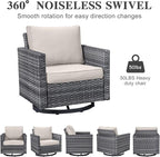 Belord Wicker Chairs Outdoor Bistro Set Oversize Patio Swivel Rocker, Rattan Outdoor Seating Set of 2 Swivel Glider Chairs Wicker Furniture for Porch Deck Backyard with Water-Resistant