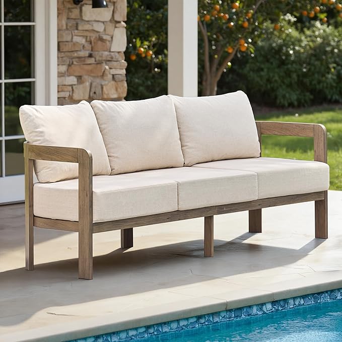 Outdoor Patio Furniture Set, Metal Patio Conversation Set with 6" Thick Cushions, Outdoor Couch and Patio Chairs Set for Backyard Porch Balcony, Beige